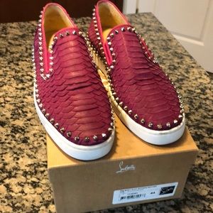 Christian Louboutin python Studded boat flat